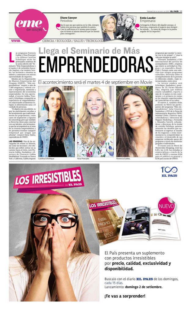 Diario El Pais - Seminario Mas Emprendedoras OMEU