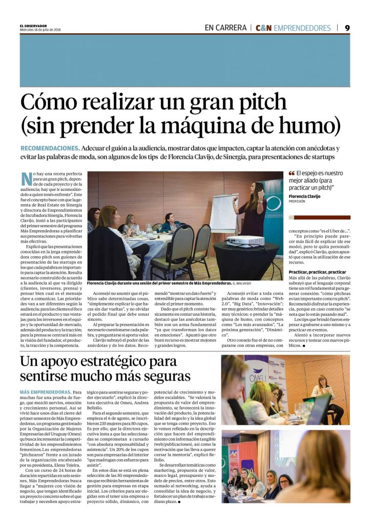 Recorte de Prensa Cierre Más Emprendedoras - Diario El Observador